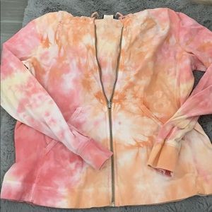 Pink and Orange Tie Dye Zip up!! Size L